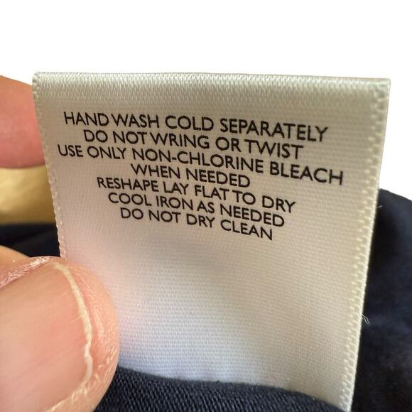 Modcloth Faux Wrap Dress L Blue Office Siren Minimalism Preppy Prep Feminine - Picture 7 of 10